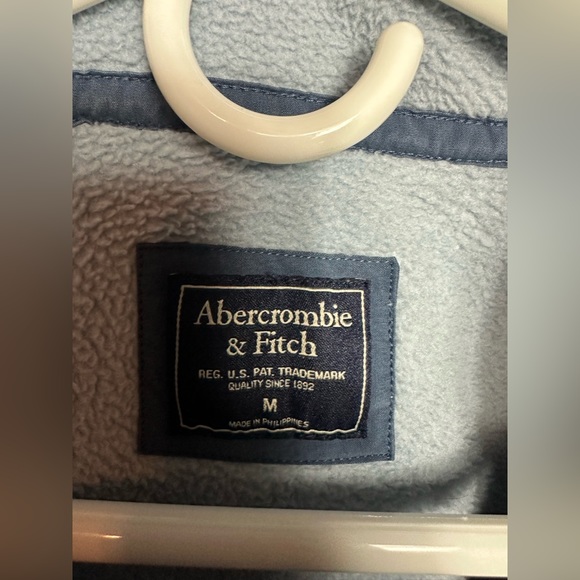 Abercrombie & Fitch Asymmetrical Snap Up Fleece Sweatshirt Women's M Blue - Picture 7 of 7